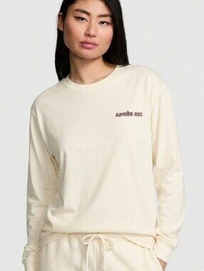 Piink By Victoria Secret Campus Cotton Long-Sleeve Tee - White Shell Aspen